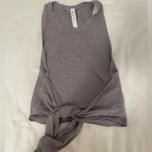 Lululemon Gray Front Cropped Tie Tank Top